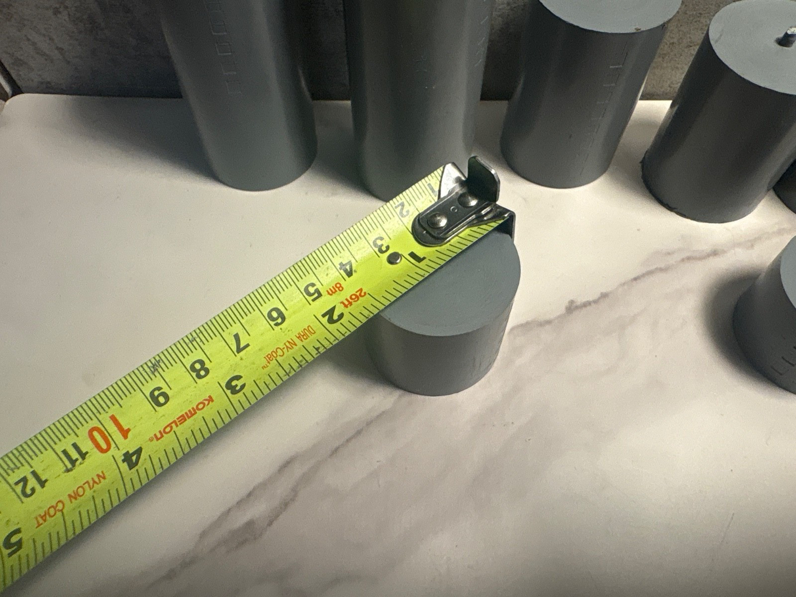 1-1/2″ GRAY PVC plastic solid round stock, 7 pieces, 14-1/4” total length