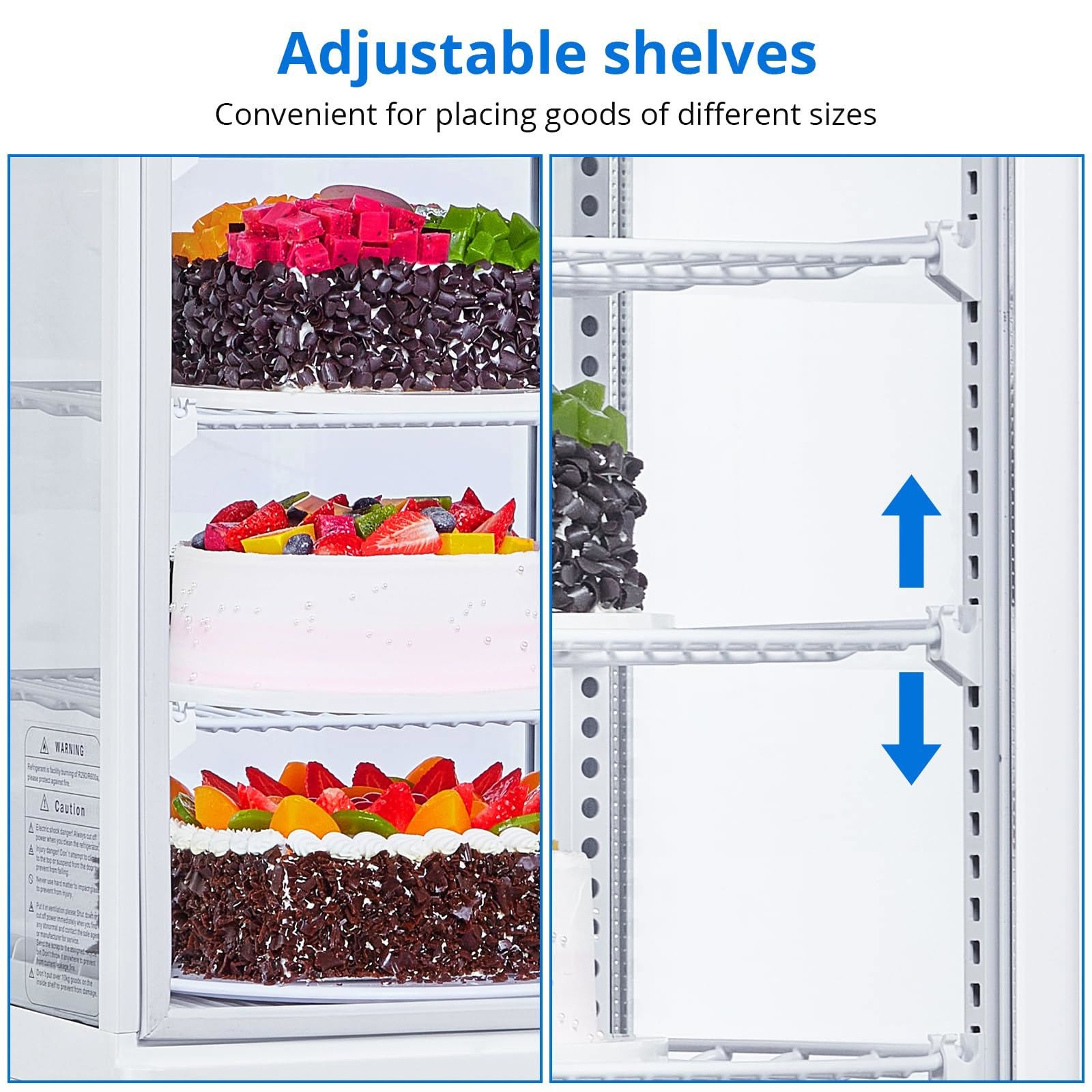 3.5 Cu Ft Commercial Display Fridge Double Glass Door For Outdoor Kitchen White